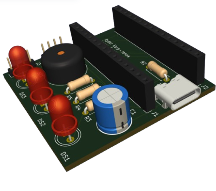 Portable breathalyzer PCB render
